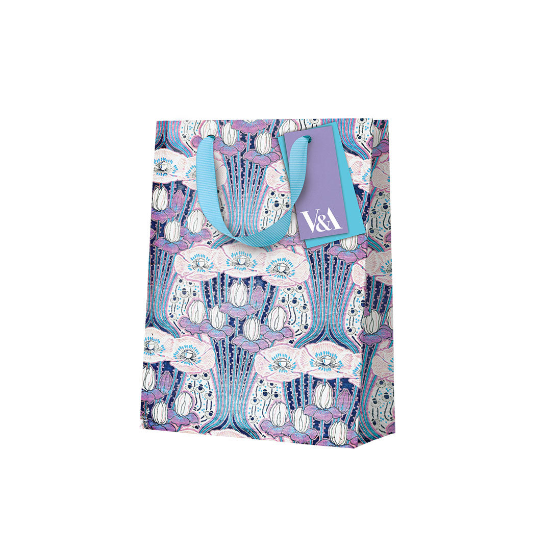 Neon Floral Pink Poppies Small Gift Bag