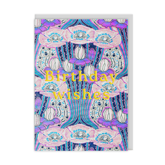 Neon Floral Art Deco Floral Greeting Card