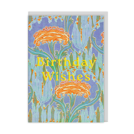 Neon Floral Orange Flower Greeting Card