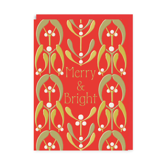 Merry & Bright Mistle Toe Greeting Card