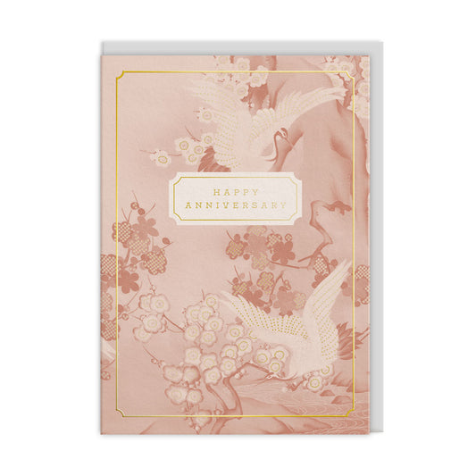 Cranes & Blossom Greeting Card