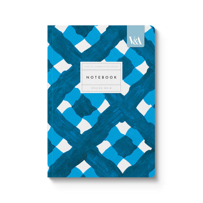 Playful Geometrics Blue Plaid A5 Premium Paperback Notebook