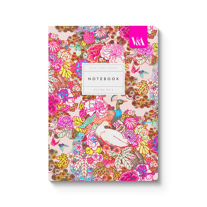 Neon Floral Peacock Floral A5 Paperback Notebook