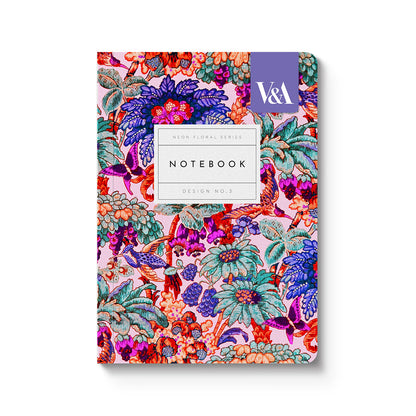 Neon Floral Coral Jungle A6 Premium Paperback Notebook