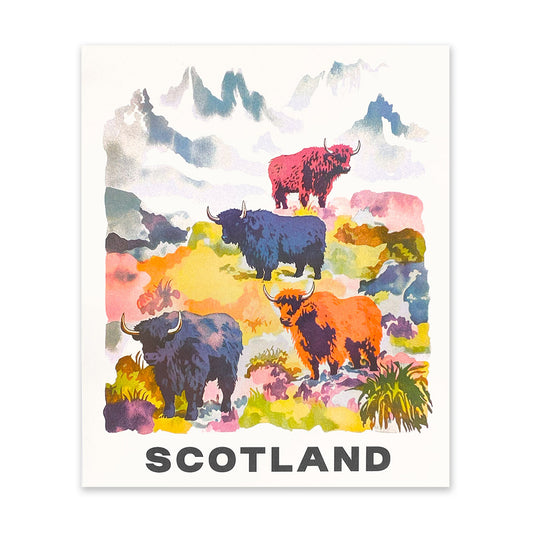 Scotland Highland Cows Riso Print (12x10)