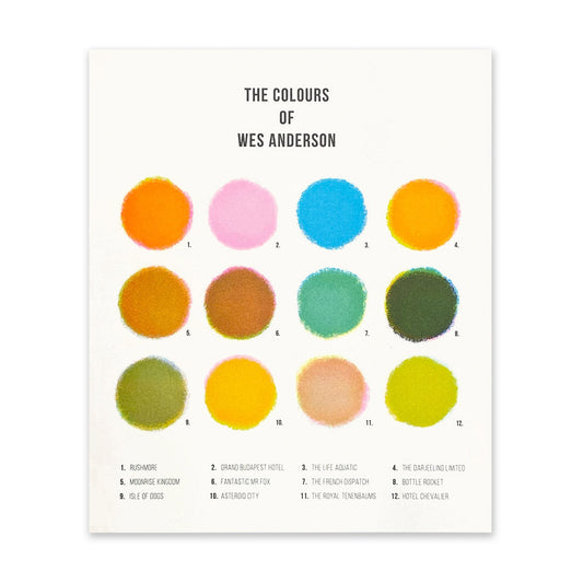 Colours of Wes Anderson Art Print