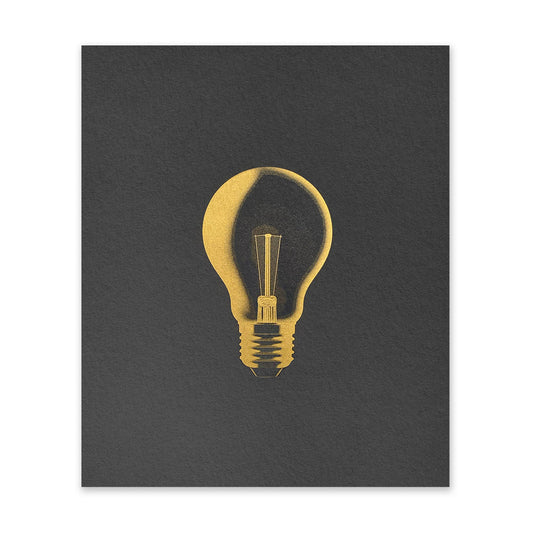 Black & Gold Lightbulb Art Print