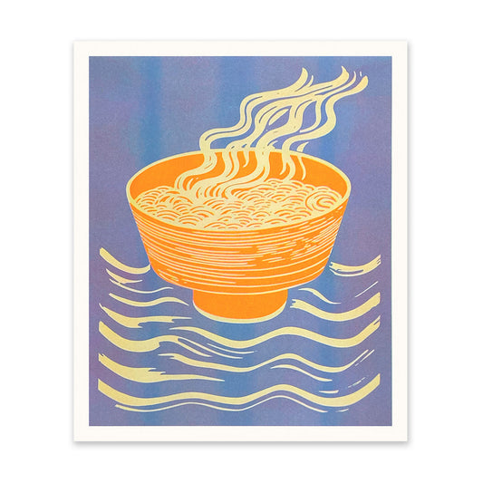 Blue & Red Noodle Bowl Art Print
