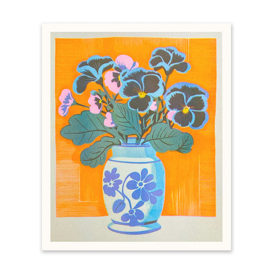 Pansies in a Vase Art Print