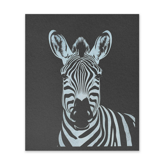 Zebra On Black Art Print