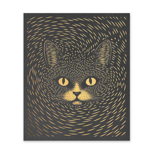 Gold & Black Cat Art Print