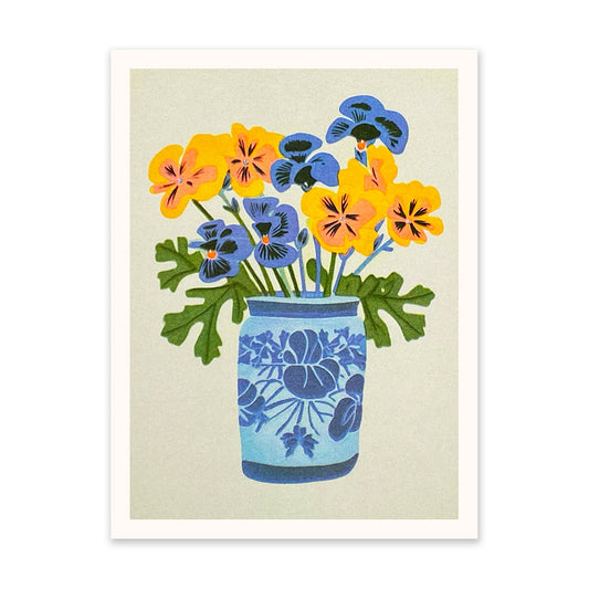 Pansies in Vase Art Print