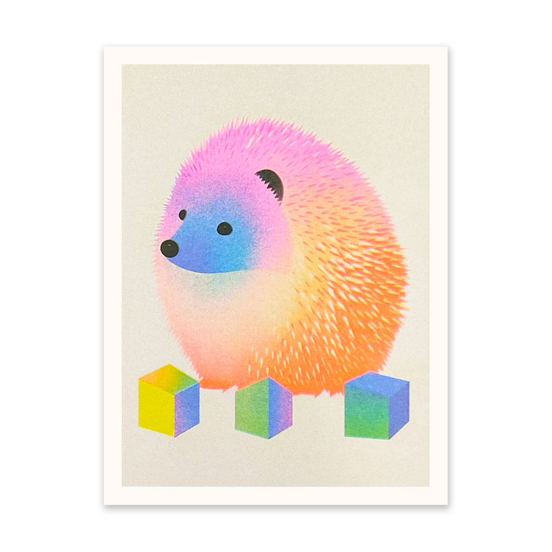 Abstract Neon Hedgehog Art Print