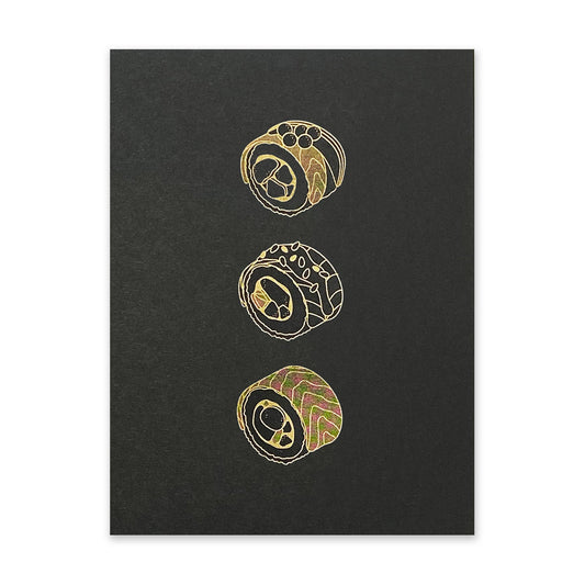 Black & Gold Sushi 2 Art Print