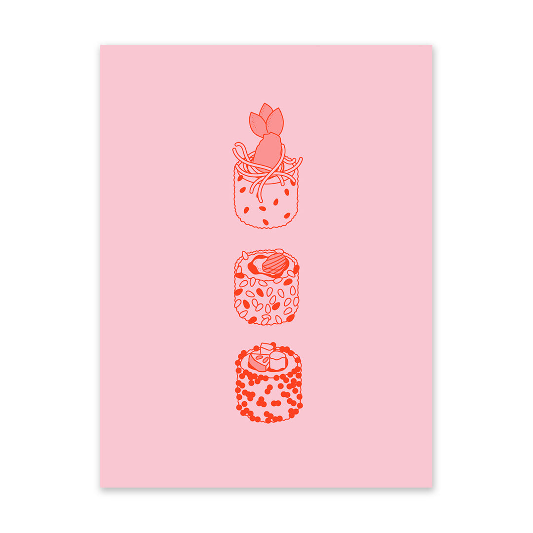 Pink and Red Sushi 2 Art Print