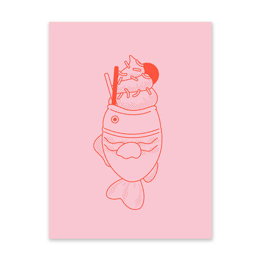 Pink and Red Fish Ice Cream Art Print