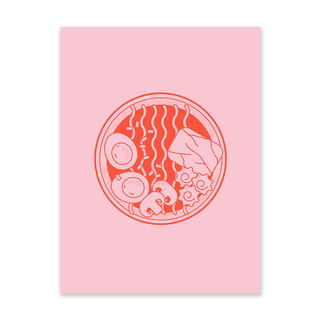 Pink and Red Ramen Bowl Art Print