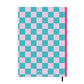 Turquoise & Pink Check Personalised Notebook A5