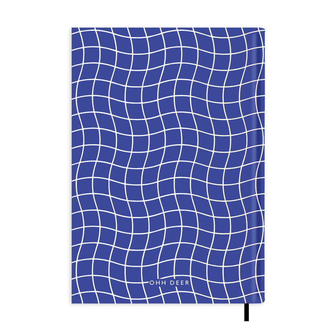 Blue Wavy Check Personalised Notebook A5