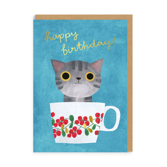 Teacup Kitten Birthday Card