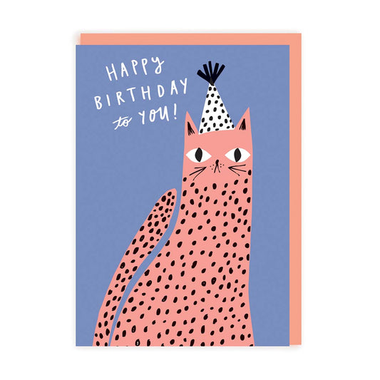 Pink Leopard Birthday Card