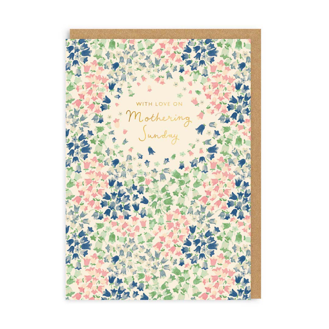 Mothers Day Greeting Card with Bluebells design pattern