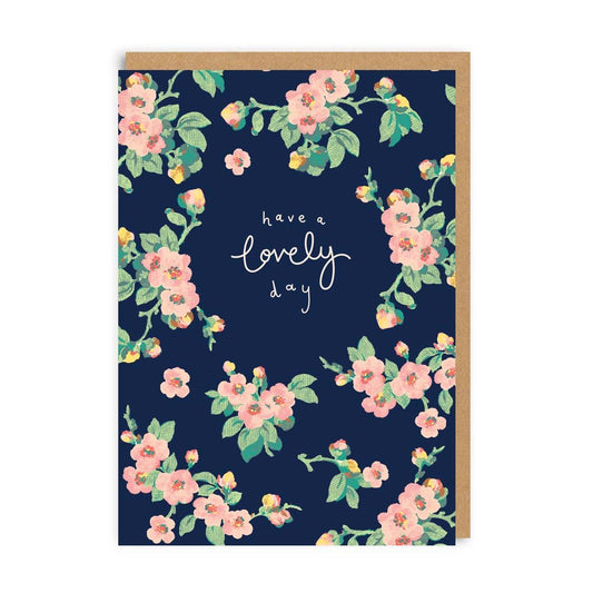 Have A Lovely Day Navy Floral Greeting Card