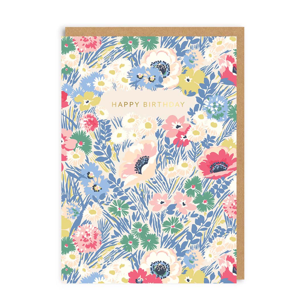 Happy Birthday Meadow Floral Greeting Card
