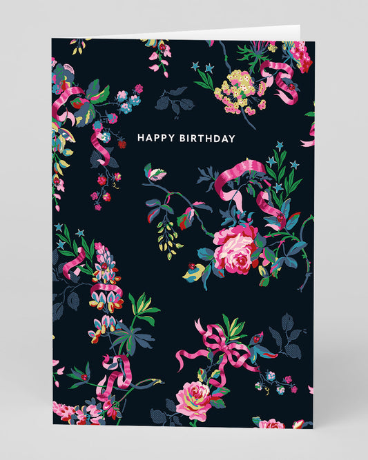 Personalised Ribbons and Roses Birthday Card
