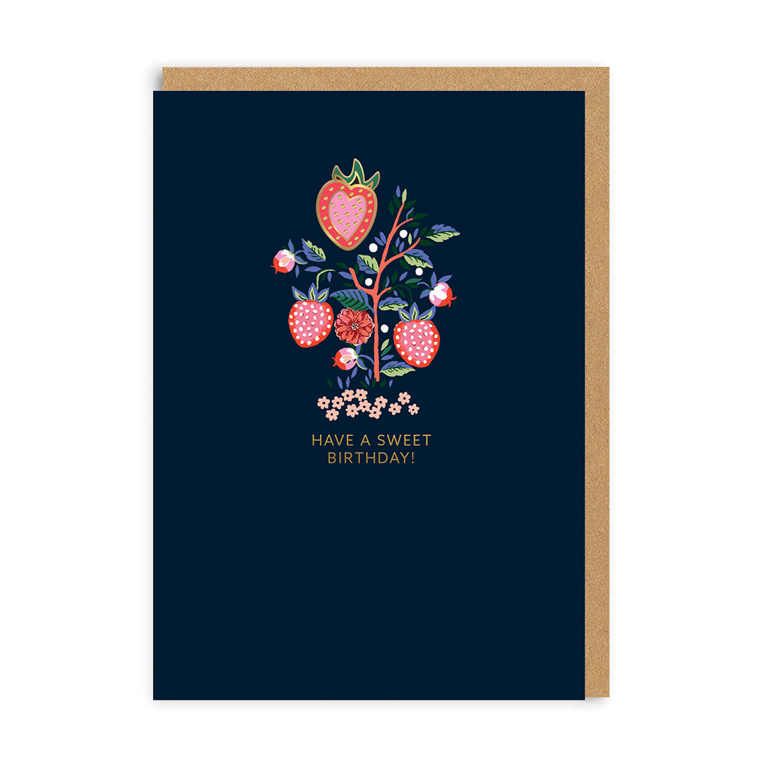 Have A Sweet Birthday Strawberry Enamel Pin Card
