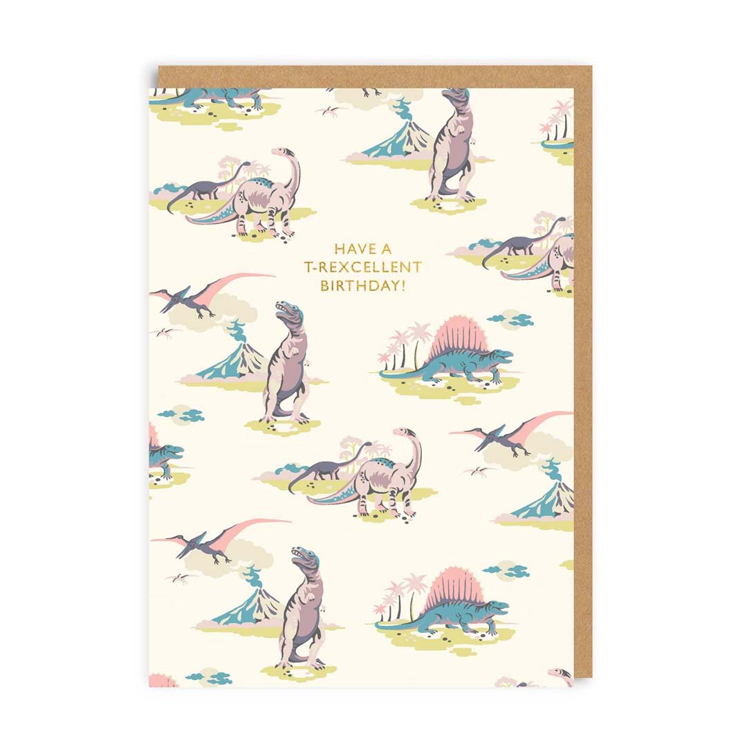 Pastel Dinosaurs Birthday Greeting Card