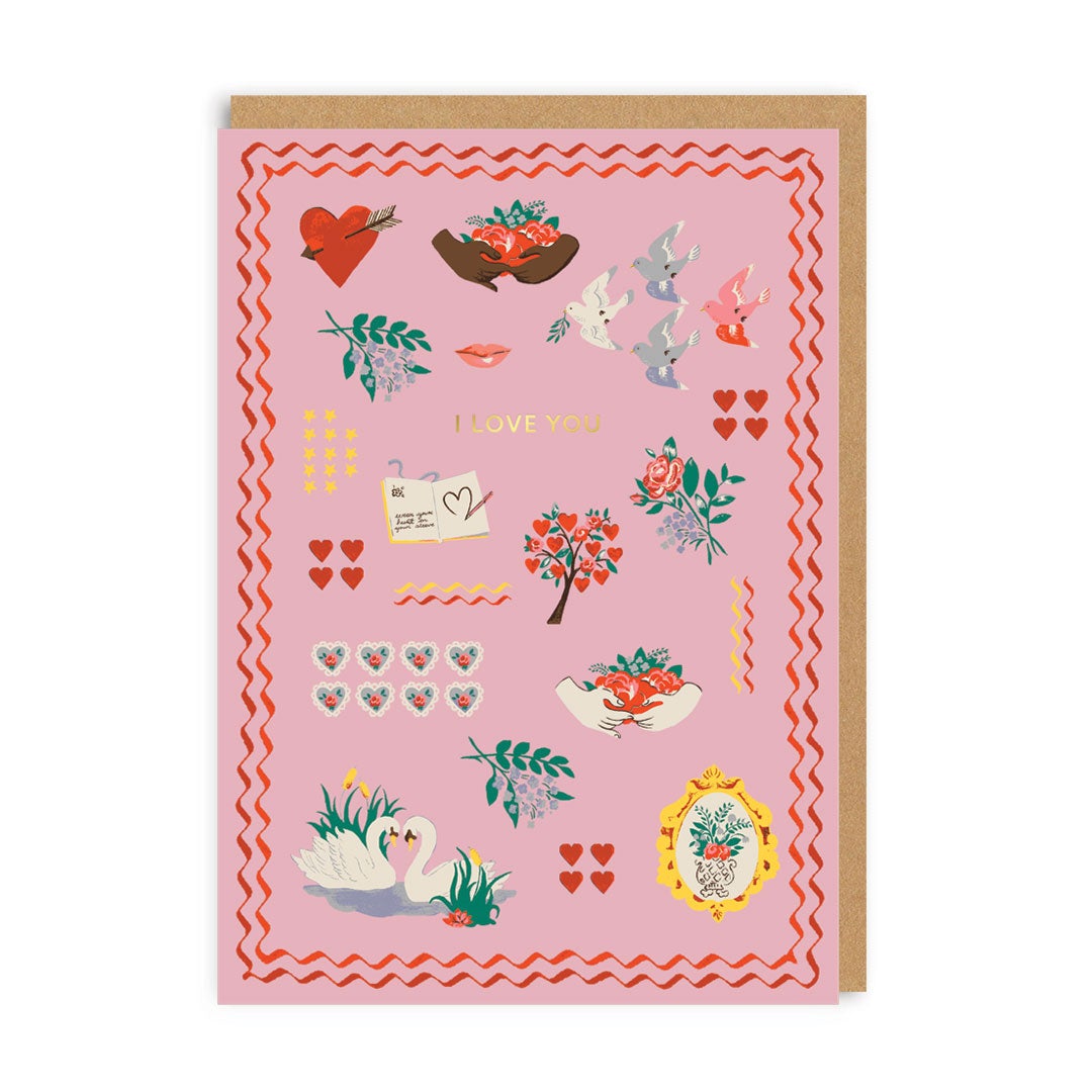 Love You Icons Greeting Card