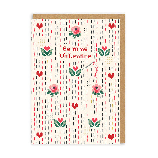 Be Mine Valentine Stitch Ditsy Card