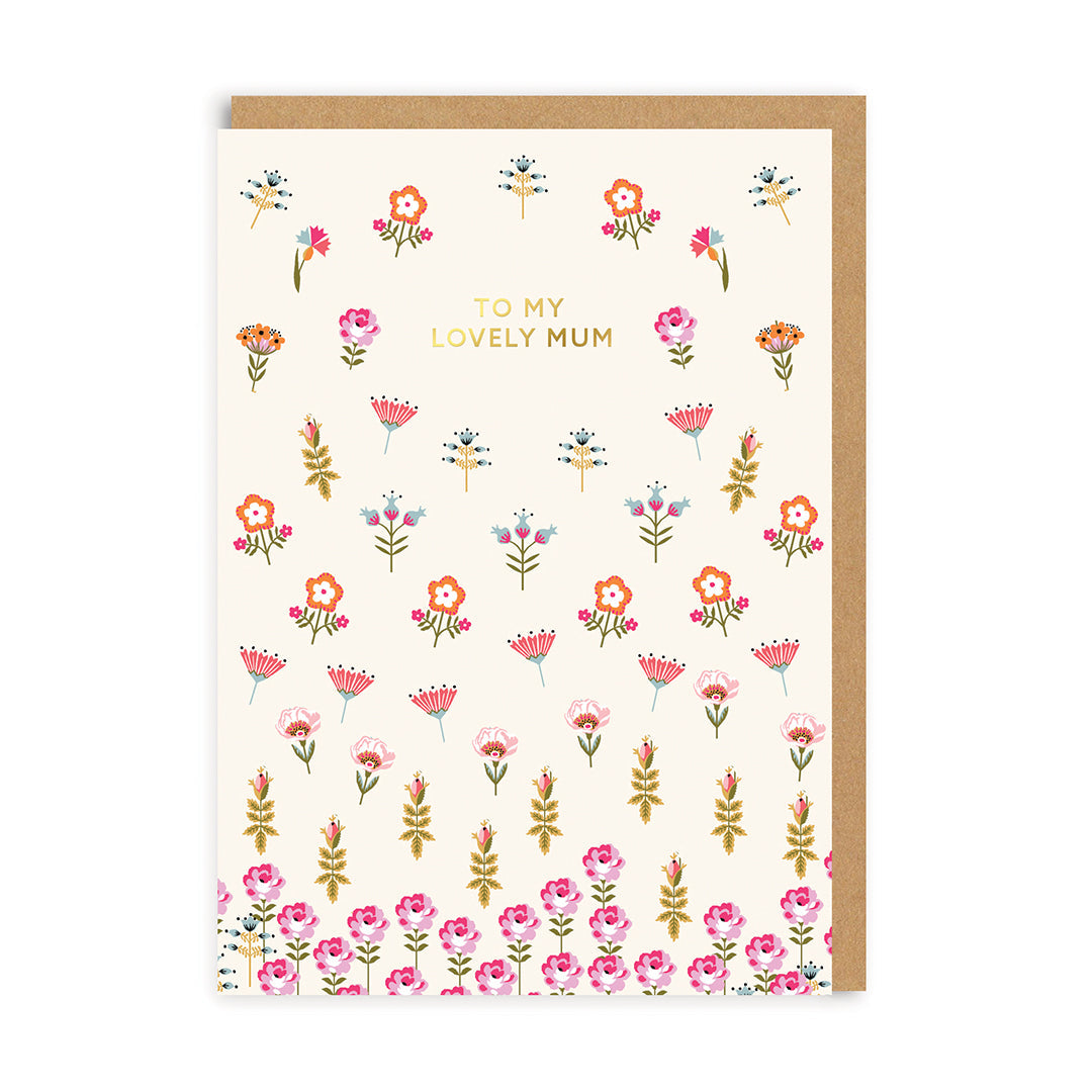 Very Lovely Mum Floral Ditsy Greeting Card