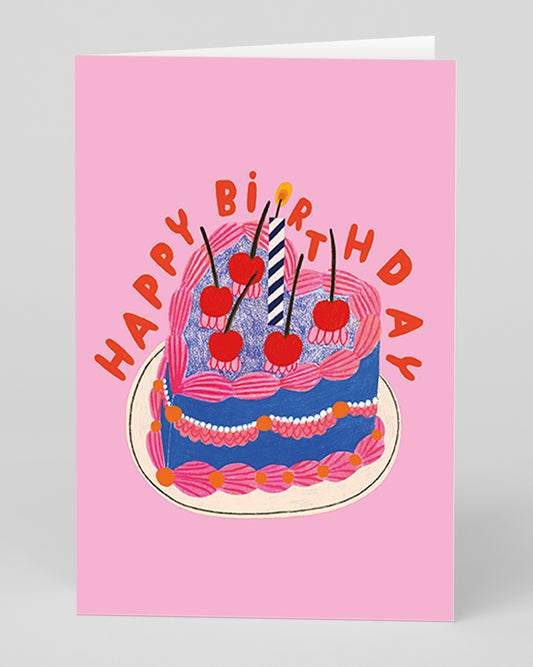 Personalised Heart Cake Birthday Card