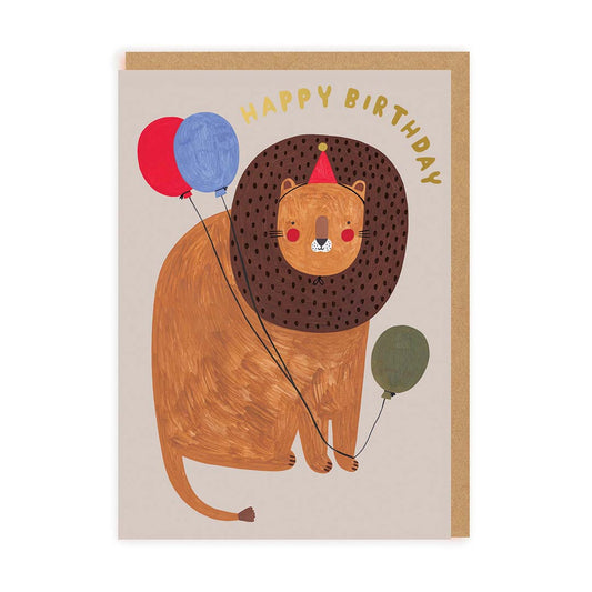 Balloons and Lion Birthday Card