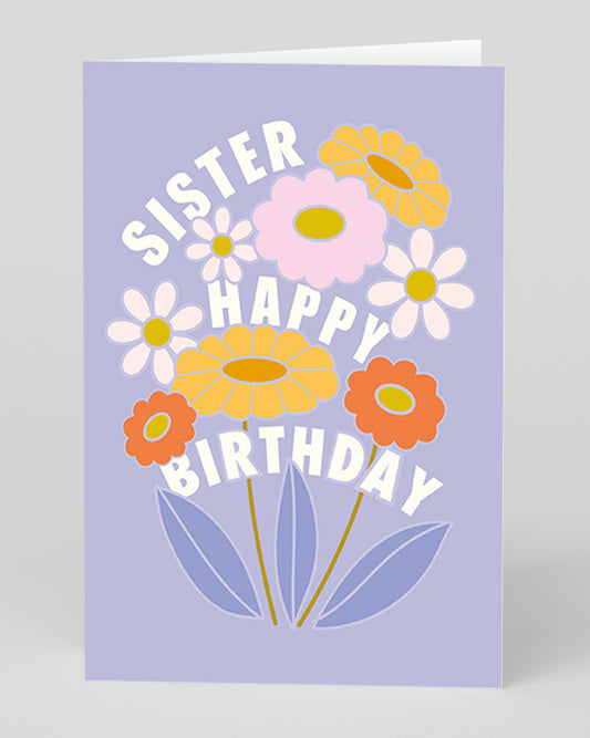 Personalised Happy Birthday Flowers Sister Greeting Card