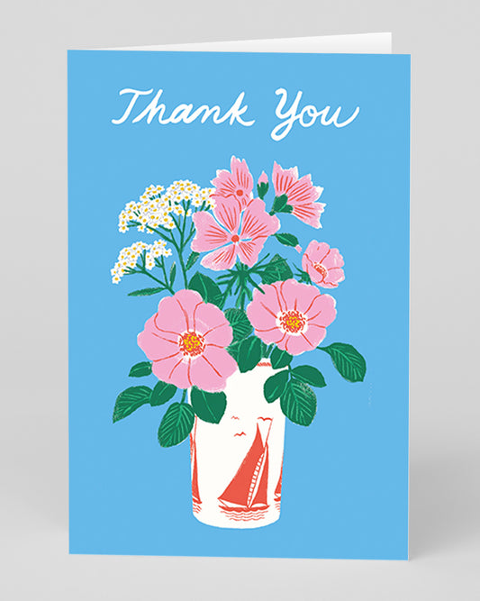 Personalised Thank you Floral Vase Greeting Card