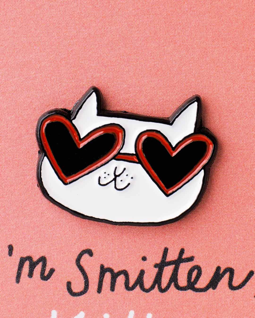 Smitten Kitten Enamel Pin Greeting Card