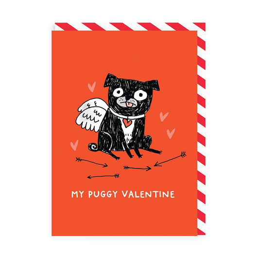 My Puggy Valentine Red Greeting Card