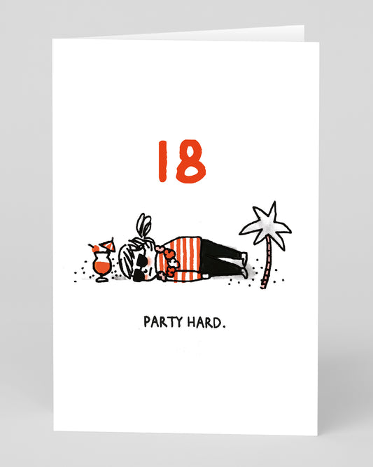 Personalised Party Hard 18th Birthday Card