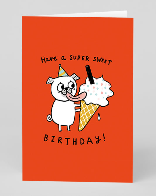 Personalised Super Sweet Pug Birthday Card