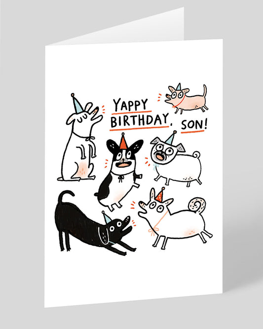 Personalised Yappy Birthday Son Greeting Card