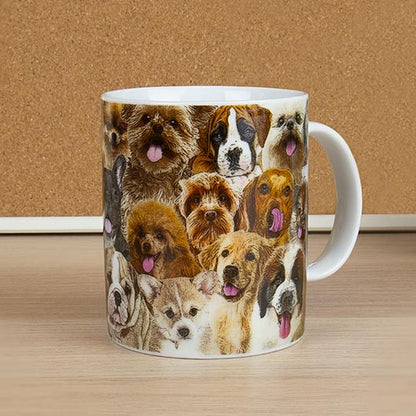 Coffee mug with images a various dog breeds