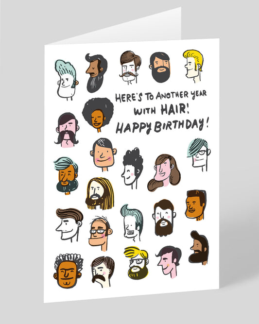 Personalised Another Year With Hair Birthday Card