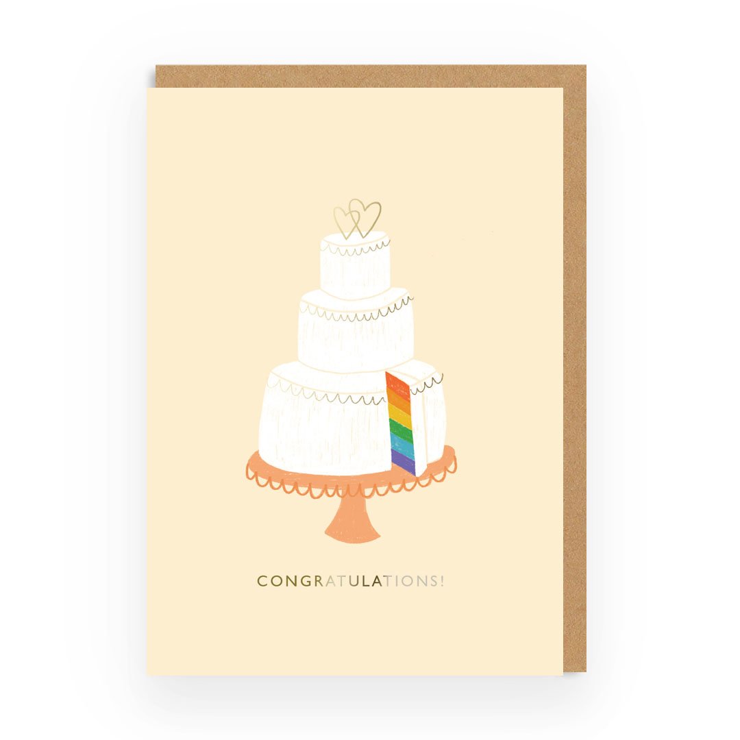 Congratulations Rainbow Wedding Cake Greeting Card