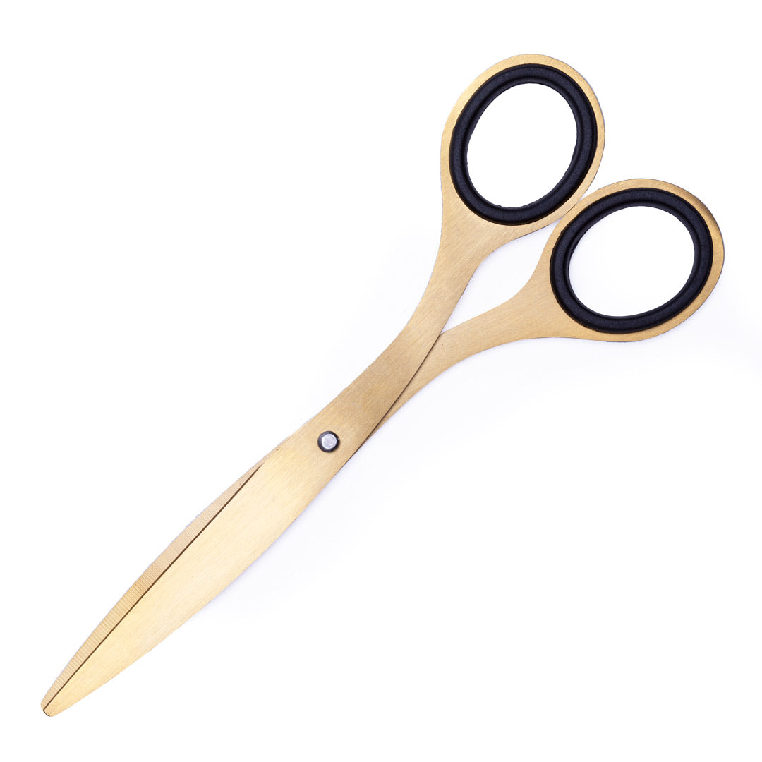 Gold craft scissors with black handle grips