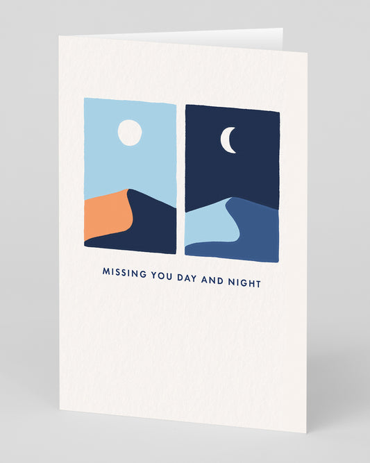 Personalised Miss You Day and Night Greeting Card