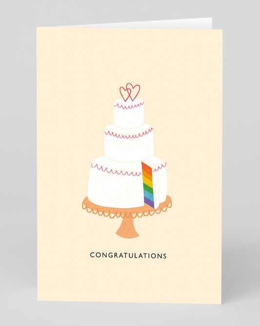 Personalised Congratulations, Rainbow Cake Wedding Card