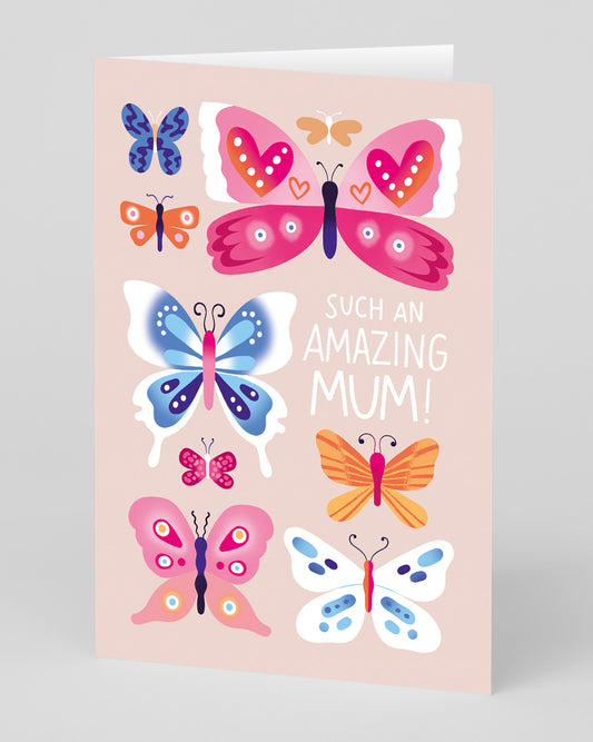 Personalised Amazing Mum Butterflies Greeting Card